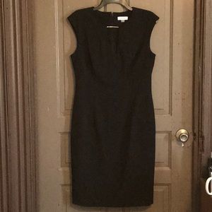 Calvin Klein black sheath dress w gold bar